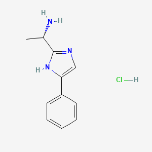 molecular formula C11H14ClN3 B15365778 (S)-1-(4-Phenyl-1H-imidazol-2-yl)ethanamine hydrochloride CAS No. 1245649-51-7