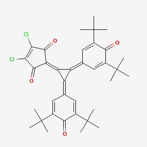 molecular formula C36H40Cl2O4 B15368283 4-Cyclopentene-1,3-dione, 2-[bis[3,5-bis(1,1-dimethylethyl)-4-oxo-2,5-cyclohexadien-1-ylidene]cyclopropylidene]-4,5-dichloro- CAS No. 63165-93-5