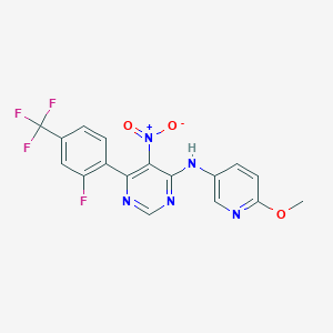 molecular formula C17H11F4N5O3 B15368307 [6-(2-Fluoro-4-trifluoromethyl-phenyl)-5-nitro-pyrimidin-4-yl]-(6-methoxy-pyridin-3-yl)-amine 