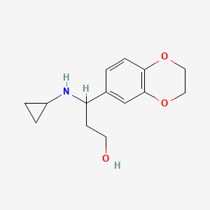 molecular formula C14H19NO3 B15368409 3-(Cyclopropylamino)-3-(2,3-dihydrobenzo[b][1,4]dioxin-6-yl)propan-1-ol 