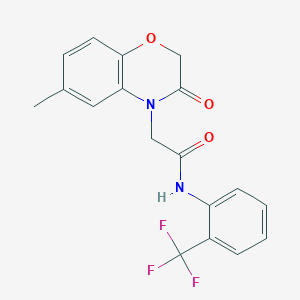 molecular formula C18H15F3N2O3 B15369614 2-(6-methyl-3-oxo-2,3-dihydro-4H-1,4-benzoxazin-4-yl)-N-[2-(trifluoromethyl)phenyl]acetamide 