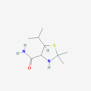 molecular formula C9H18N2OS B15369823 5-Isopropyl-2,2-dimethylthiazolidine-4-carboxamide 