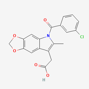 molecular formula C19H14ClNO5 B15369830 2-[5-(3-chlorobenzoyl)-6-methyl-[1,3]dioxolo[4,5-f]indol-7-yl]acetic acid CAS No. 50332-00-8