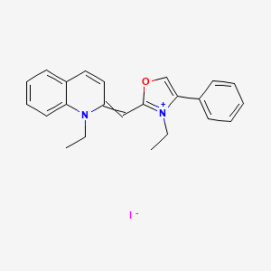 1-Ethyl-2-((3-ethyl-4-phenyl-3H-oxazol-2-ylidene)methyl)quinolinium iodide