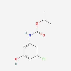 molecular formula C10H12ClNO3 B15369935 Carbamic acid, (3-chloro-5-hydroxyphenyl)-, 1-methylethyl ester CAS No. 34061-87-5