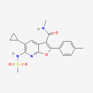 molecular formula C20H21N3O4S B15369954 5-Cyclopropyl-6-methanesulfonylamino-2-p-tolyl-furo[2,3-b]pyridine-3-carboxylic acid methylamide 