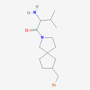 molecular formula C14H25BrN2O B15370379 2-Amino-1-(7-(bromomethyl)-2-azaspiro[4.4]nonan-2-yl)-3-methylbutan-1-one 