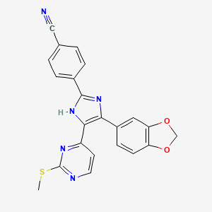 molecular formula C22H15N5O2S B15370393 4-[4-Benzo[1,3]dioxol-5-yl-5-(2-methylsulfanyl-pyrimidin-4-yl)-1h-imidazol-2-yl]-benzonitrile CAS No. 878792-32-6