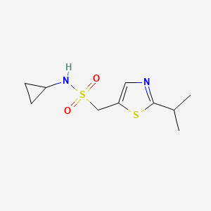 molecular formula C10H16N2O2S2 B15370400 N-cyclopropyl-1-(2-isopropylthiazol-5-yl)methanesulfonamide 