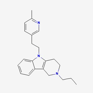 molecular formula C22H27N3 B15370439 1H-Pyrido(4,3-b)indole, 2,3,4,5-tetrahydro-5-(2-(6-methyl-3-pyridyl)ethyl)-2-propyl- CAS No. 20674-92-4