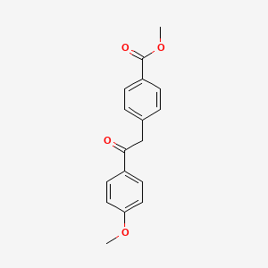 molecular formula C17H16O4 B15370500 4-[2-(4-Methoxyphenyl)-2-oxoethyl]benzoic acid methyl ester 