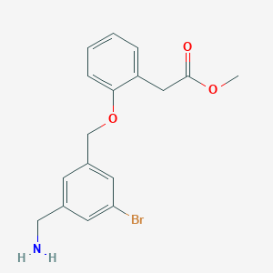 molecular formula C17H18BrNO3 B15370518 Methyl 2-(2-((3-(aminomethyl)-5-bromobenzyl)oxy)phenyl)acetate 