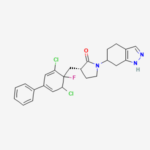 molecular formula C24H24Cl2FN3O B15370615 (3R)-3-((3,5-dichloro-4-fluoro-[1,1-biphenyl]-4-yl)methyl)-1-(4,5,6,7-tetrahydro-2H-indazol-6-yl)pyrrolidin-2-one 