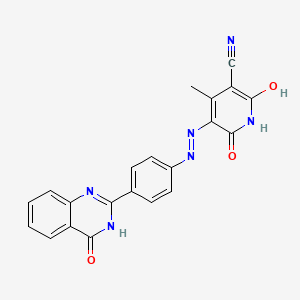 molecular formula C21H14N6O3 B15370668 3-Pyridinecarbonitrile, 5-((4-(1,4-dihydro-4-oxo-2-quinazolinyl)phenyl)azo)-2,6-dihydroxy-4-methyl- CAS No. 50603-25-3