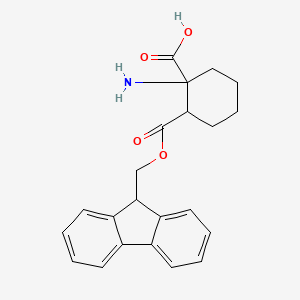 molecular formula C23H25NO4 B15370690 1-(aminomethyl)-2-(9H-fluoren-9-ylmethoxycarbonyl)cyclohexane-1-carboxylic acid 