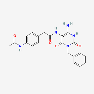 molecular formula C21H21N5O4 B15370706 2-(4-Acetamidophenyl)-N-(6-amino-3-benzyl-2,4-dioxo-1,2,3,4-tetrahydropyrimidin-5-yl)acetamide CAS No. 637334-91-9