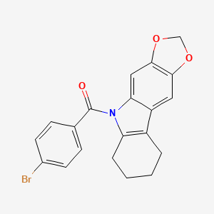 molecular formula C20H16BrNO3 B15370877 5H-1,3-DIOXOLO(4,5-b)CARBAZOLE, 6,7,8,9-TETRAHYDRO-5-(p-BROMOBENZOYL)- CAS No. 50332-23-5