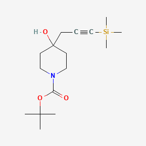 molecular formula C16H29NO3Si B15372743 Tert-butyl 4-hydroxy-4-[3-(trimethylsilyl)prop-2-yn-1-yl]piperidine-1-carboxylate 