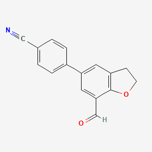 molecular formula C16H11NO2 B15372859 4-(7-Formyl-2,3-dihydro-1-benzofuran-5-yl)benzonitrile CAS No. 923281-70-3