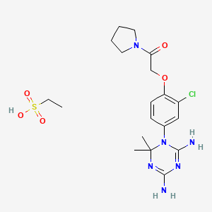 2-[2-Chloro-4-(4,6-diamino-2,2-dimethyl-1,3,5-triazin-1-yl)phenoxy]-1-pyrrolidin-1-ylethanone;ethanesulfonic acid