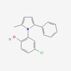 molecular formula C17H14ClNO B15376653 4-Chloro-2-(2-methyl-5-phenylpyrrol-1-yl)phenol CAS No. 93320-00-4