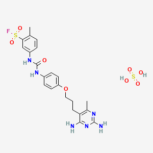 5-[[4-[3-(2,4-Diamino-6-methylpyrimidin-5-yl)propoxy]phenyl]carbamoylamino]-2-methylbenzenesulfonyl fluoride;sulfuric acid