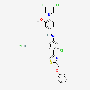 molecular formula C28H27Cl4N3O2S B15376706 N,N-bis(2-chloroethyl)-4-[[3-chloro-4-[2-(phenoxymethyl)-1,3-thiazol-4-yl]phenyl]iminomethyl]-2-methoxyaniline;hydrochloride CAS No. 27244-14-0