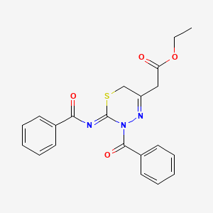 molecular formula C21H19N3O4S B15376751 ethyl 2-(3-benzoyl-2-benzoylimino-6H-1,3,4-thiadiazin-5-yl)acetate CAS No. 66870-57-3