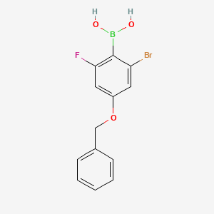 molecular formula C13H11BBrFO3 B15376844 4-Benzyloxy-2-bromo-6-fluorophenylboronicacid 