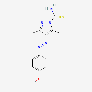 molecular formula C13H15N5OS B15376866 4-[(E)-(4-Methoxyphenyl)diazenyl]-3,5-dimethyl-1H-pyrazole-1-carbothioamide CAS No. 35872-22-1