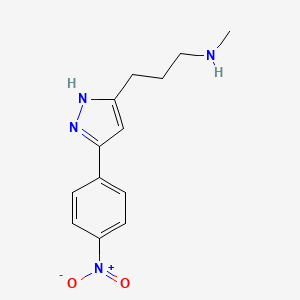 molecular formula C13H16N4O2 B15376971 N-methyl-3-[3-(4-nitrophenyl)-1H-pyrazol-5-yl]propan-1-amine CAS No. 75876-02-7