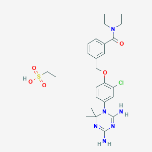 3-[[2-chloro-4-(4,6-diamino-2,2-dimethyl-1,3,5-triazin-1-yl)phenoxy]methyl]-N,N-diethylbenzamide;ethanesulfonic acid