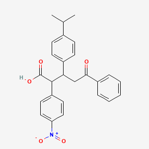 molecular formula C26H25NO5 B15377152 2-(4-Nitrophenyl)-5-oxo-5-phenyl-3-(4-propan-2-ylphenyl)pentanoic acid CAS No. 59771-90-3