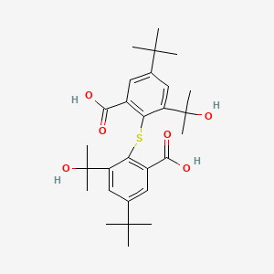 molecular formula C28H38O6S B15377226 5-Tert-butyl-2-[4-tert-butyl-2-carboxy-6-(2-hydroxypropan-2-yl)phenyl]sulfanyl-3-(2-hydroxypropan-2-yl)benzoic acid CAS No. 62558-13-8