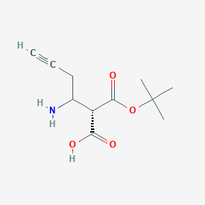 molecular formula C11H17NO4 B15377261 (2S)-3-amino-2-[(2-methylpropan-2-yl)oxycarbonyl]hex-5-ynoic acid 