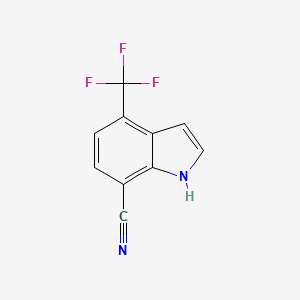 molecular formula C10H5F3N2 B15377266 4-(trifluoromethyl)-1H-indole-7-carbonitrile 