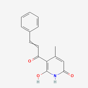 molecular formula C15H13NO3 B15377276 6-hydroxy-4-methyl-5-(3-phenylprop-2-enoyl)-1H-pyridin-2-one CAS No. 5121-67-5