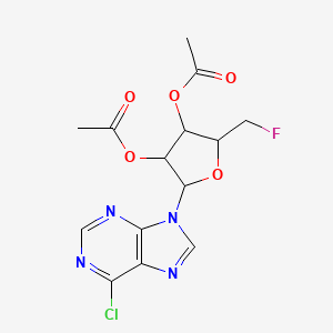 molecular formula C14H14ClFN4O5 B15377329 6-Chloro-9-(2,3-di-o-acetyl-5-deoxy-5-fluoropentofuranosyl)-9h-purine CAS No. 1426-59-1