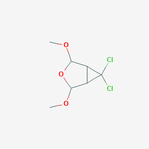 molecular formula C7H10Cl2O3 B15377365 6,6-Dichloro-2,4-dimethoxy-3-oxabicyclo[3.1.0]hexane CAS No. 13559-71-2