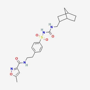 molecular formula C22H28N4O5S B15377368 N-[2-[4-(3-bicyclo[2.2.1]heptanylmethylcarbamoylsulfamoyl)phenyl]ethyl]-5-methyl-1,2-oxazole-3-carboxamide CAS No. 24488-92-4