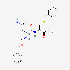 molecular formula C23H27N3O6S B15377485 Methyl 3-benzylsulfanyl-2-[(3-carbamoyl-2-phenylmethoxycarbonylamino-propanoyl)amino]propanoate CAS No. 20987-51-3