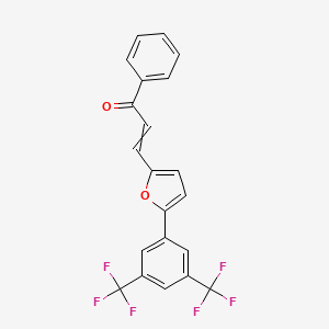 molecular formula C21H12F6O2 B15377630 3-[5-[3,5-Bis(trifluoromethyl)phenyl]furan-2-yl]-1-phenylprop-2-en-1-one 