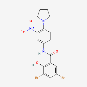 3,5-Dibromo-2-hydroxy-N-[3-nitro-4-(pyrrolidin-1-yl)phenyl]benzamide