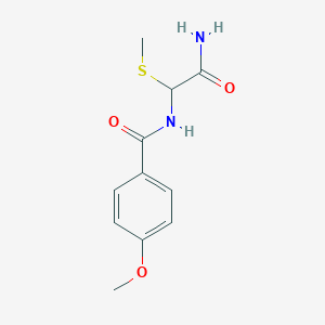 molecular formula C11H14N2O3S B15377862 N-(2-amino-1-methylsulfanyl-2-oxoethyl)-4-methoxybenzamide CAS No. 32496-96-1