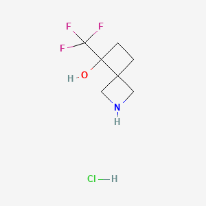 molecular formula C7H11ClF3NO B15377944 7-(trifluoromethyl)-2-azaspiro[3.3]heptan-7-ol;hydrochloride 