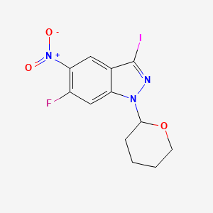 molecular formula C12H11FIN3O3 B15378019 6-Fluoro-3-iodo-5-nitro-1-(tetrahydro-2H-pyran-2-YL)-1H-indazole 