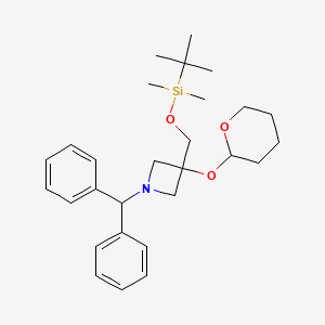 molecular formula C28H41NO3Si B15378260 1-benzhydryl-3-(((tert-butyldimethylsilyl)oxy)methyl)-3-((tetrahydro-2H-pyran-2-yl)oxy)azetidine 