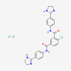 4-chloro-1-N,3-N-bis[4-(4,5-dihydro-1H-imidazol-2-yl)phenyl]benzene-1,3-dicarboxamide;hydrochloride