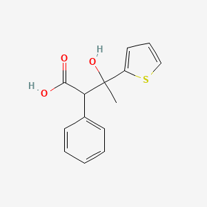 molecular formula C14H14O3S B15378444 3-Hydroxy-2-phenyl-3-(thiophen-2-yl)butanoic acid CAS No. 5449-23-0