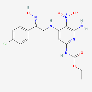 Ethyl (6-amino-4-{[2-(4-chlorophenyl)-2-(hydroxyimino)ethyl]amino}-5-nitropyridin-2-yl)carbamate